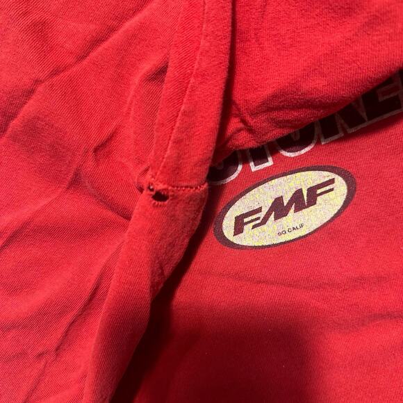 Vintage Y2K FMF "Get Stoked" Skate Tee Mens 2XL Red Silver Faded Shirt - Picture 6 of 6